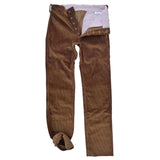 Continental Trousers "Rive Gauche" Corduroy with Pocketing & half lining/facing:  New Old Stock oatmeal color chambray with woven white stripe, linen-cotton blend, milled in EU.
