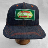 Mister Freedom® Snapback Cap 6P in NOS Cone Mills Denim featuring vintage patches. Made in USA.
