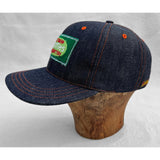 Mister Freedom® Snapback Cap 6P in NOS Cone Mills Denim featuring vintage patches. Made in USA.