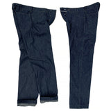 Mister Freedom® RAIDERS Trousers inspired by a vintage pair USMC M1941 Utility Trousers. Made in Japan using premium “Army” 2×1 selvedge indigo denim twill.