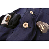 Mister Freedom - Fabric: 7.7 Oz. dark indigo-dyed Herringbone Twill (HBT) fabric, blend of 60% linen and 40% cotton. Milled in Japan.