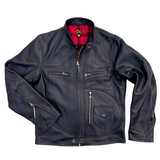 Bronco Champ Black Leather Jacket, Cafe Racer style made in USA