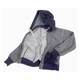 The MF® CONTENDER Attached-Hood Zip-Front Sweatshirt, in all-cotton two-tone tubular fleeced jersey, is designed by Mister Freedom® in California, USA, and produced in Japan
