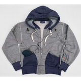 The MF® CONTENDER Attached-Hood Zip-Front Sweatshirt, in all-cotton two-tone tubular fleeced jersey, is designed by Mister Freedom® in California, USA, and produced in Japan