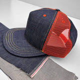 Snapback Cap 5P Type II - NOS Selvedge Denim Orange Mesh