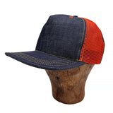 Snapback Cap 5P Type II - NOS Selvedge Denim Orange Mesh