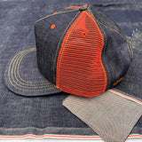 Snapback Cap 5P Type II - NOS Selvedge Denim Orange Mesh