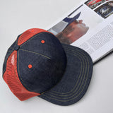 Snapback Cap 5P Type II - NOS Selvedge Denim Orange Mesh