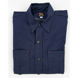 Front View Detail of the MFSC Ranger Shirt in 7oz NOS Cone Indigo Twill